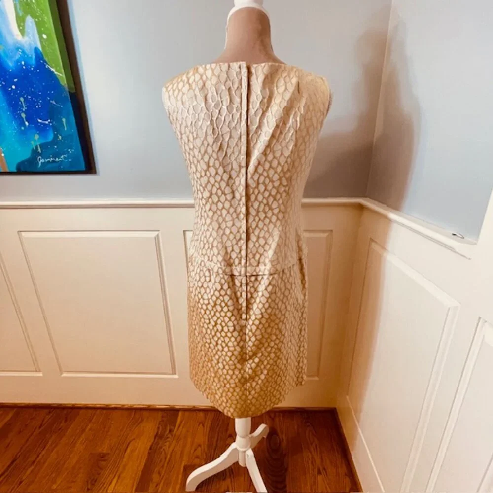 Lillie Rubin Vintage Jacket Dress Set Champagne Brocade 2-Piece Suit Small - Picture 12 of 14